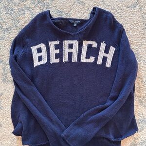 Simply Southern Navy Sweater with White Beach Design